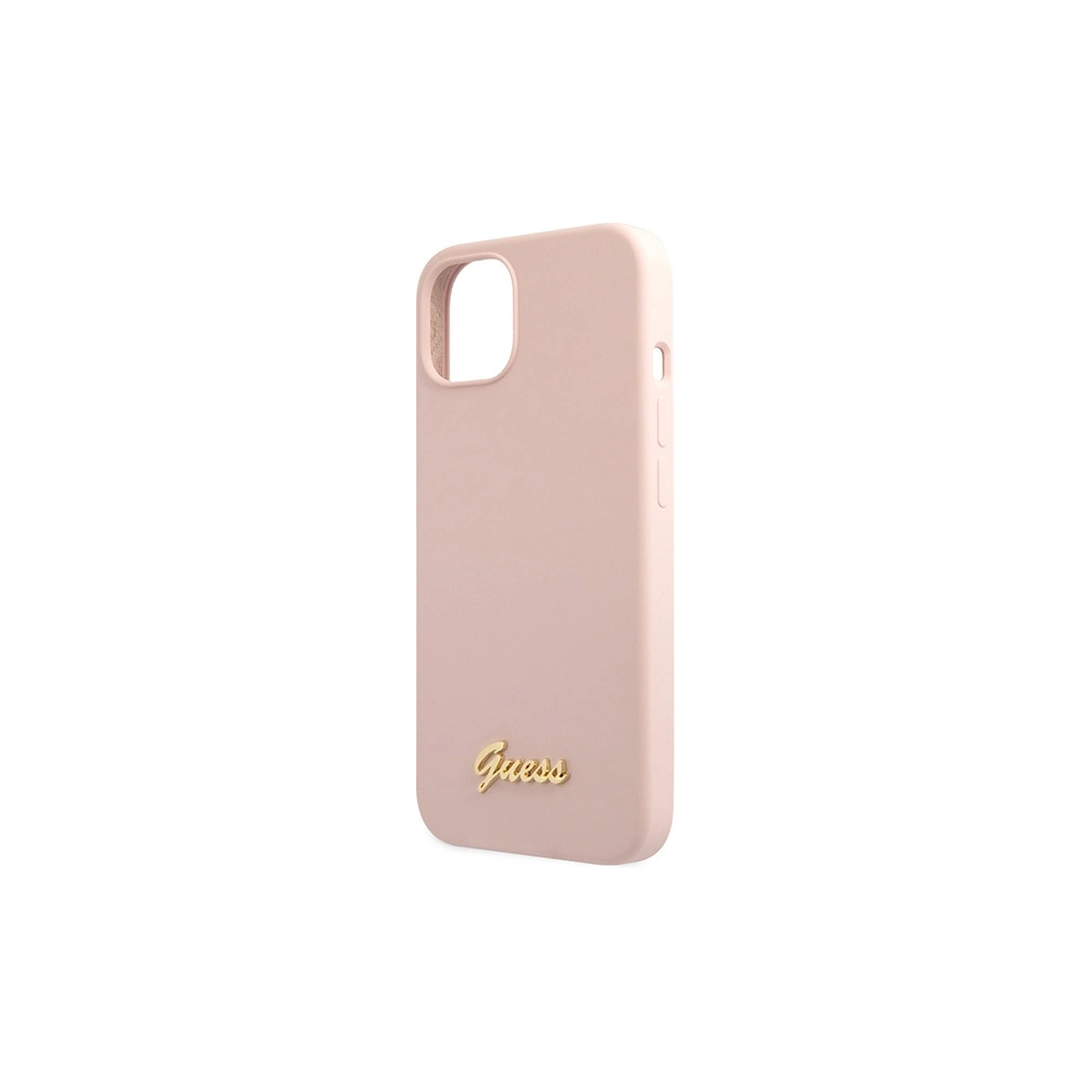 Hurtownia GSM - Etui Guess GUHCP13MLSLMGLP Apple iPhone 13 roz cu lumina/roz deschis hardcase din silicon Script Logo Aurit - GUE2634 - {ean13} - Hurt