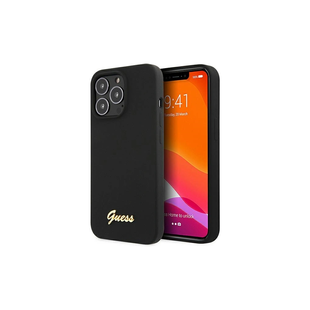 Hurtownia GSM - Etui Guess GUHCP13XLSLMGBK Apple iPhone 13 Pro Max černé/hardcase silikon Script Gold Logo - GUE2635 - {ean13} - Hurt