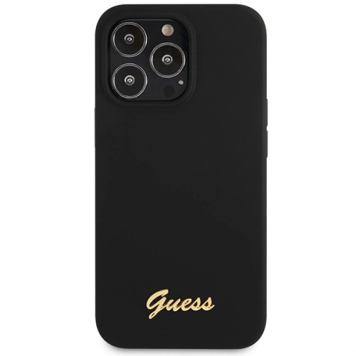 Etui Guess GUHCP13XLSLMGBK Apple iPhone 13 Pro Max black/czarny hardcase Silicone Script Gold Logo