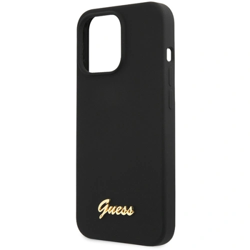 Etui Guess GUHCP13XLSLMGBK Apple iPhone 13 Pro Max black/czarny hardcase Silicone Script Gold Logo