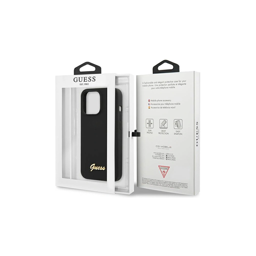 Hurtownia GSM - Etui Guess GUHCP13XLSLMGBK Apple iPhone 13 Pro Max černé/hardcase silikon Script Gold Logo - GUE2635 - {ean13} - Hurt