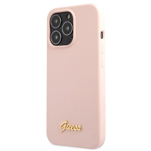 Etui Guess GUHCP13XLSLMGLP Apple iPhone 13 Pro Max jasnoróżowy/light pink hardcase Silicone Script Gold Logo