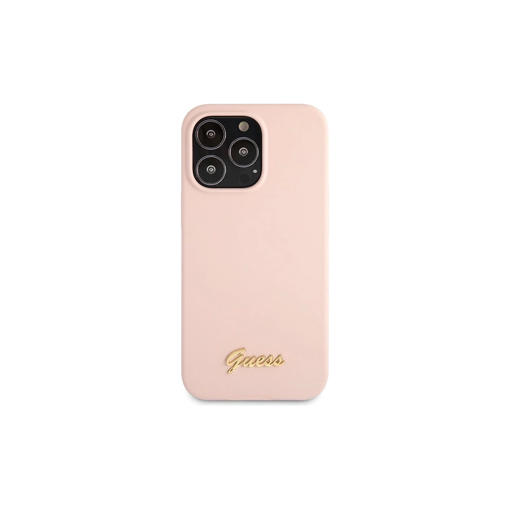 Hurtownia GSM - Etui Guess GUHCP13XLSLMGLP Apple iPhone 13 Pro Max jasnorůžový/light pink hardcase silikonový Script Gold Logo - GUE2636 - {ean13} - Hurt