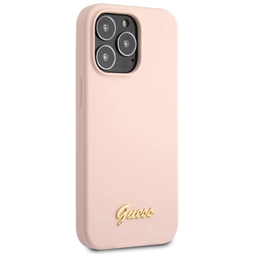 Etui Guess GUHCP13XLSLMGLP Apple iPhone 13 Pro Max jasnoróżowy/light pink hardcase Silicone Script Gold Logo