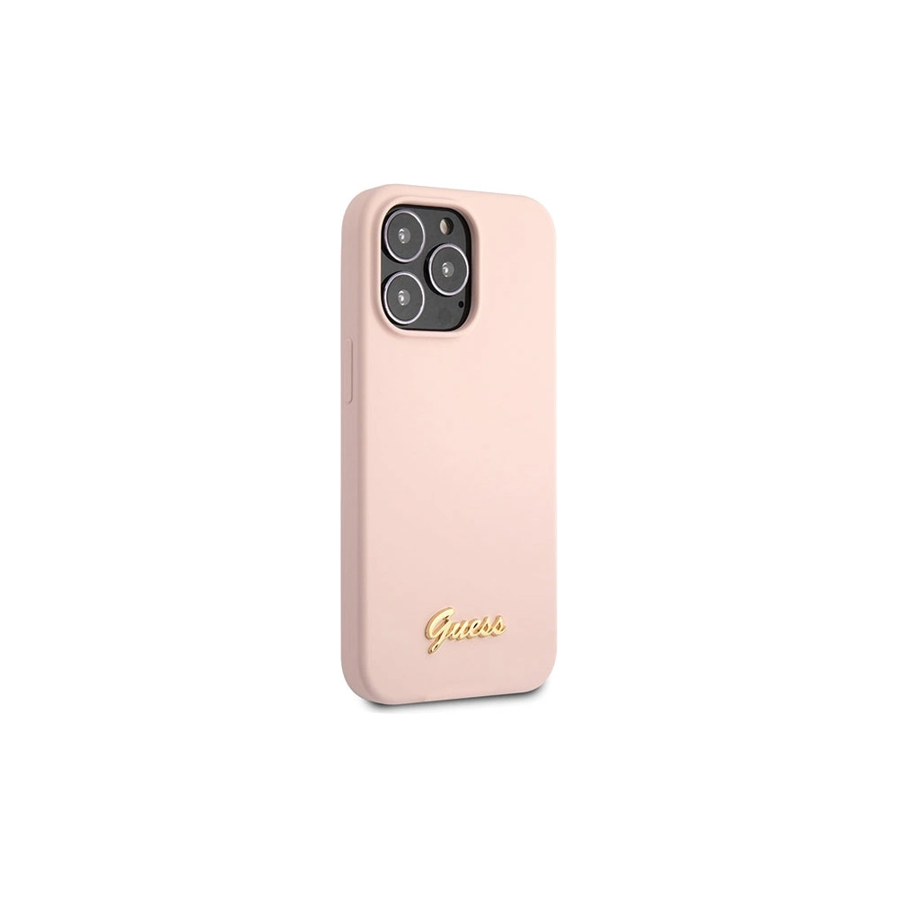 Hurtownia GSM - Etui Guess GUHCP13XLSLMGLP Apple iPhone 13 Pro Max jasnorůžový/light pink hardcase silikonový Script Gold Logo - GUE2636 - {ean13} - Hurt