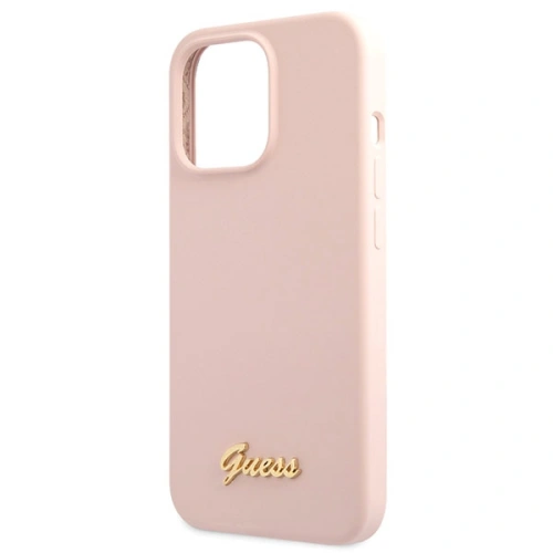 Etui Guess GUHCP13XLSLMGLP Apple iPhone 13 Pro Max jasnoróżowy/light pink hardcase Silicone Script Gold Logo