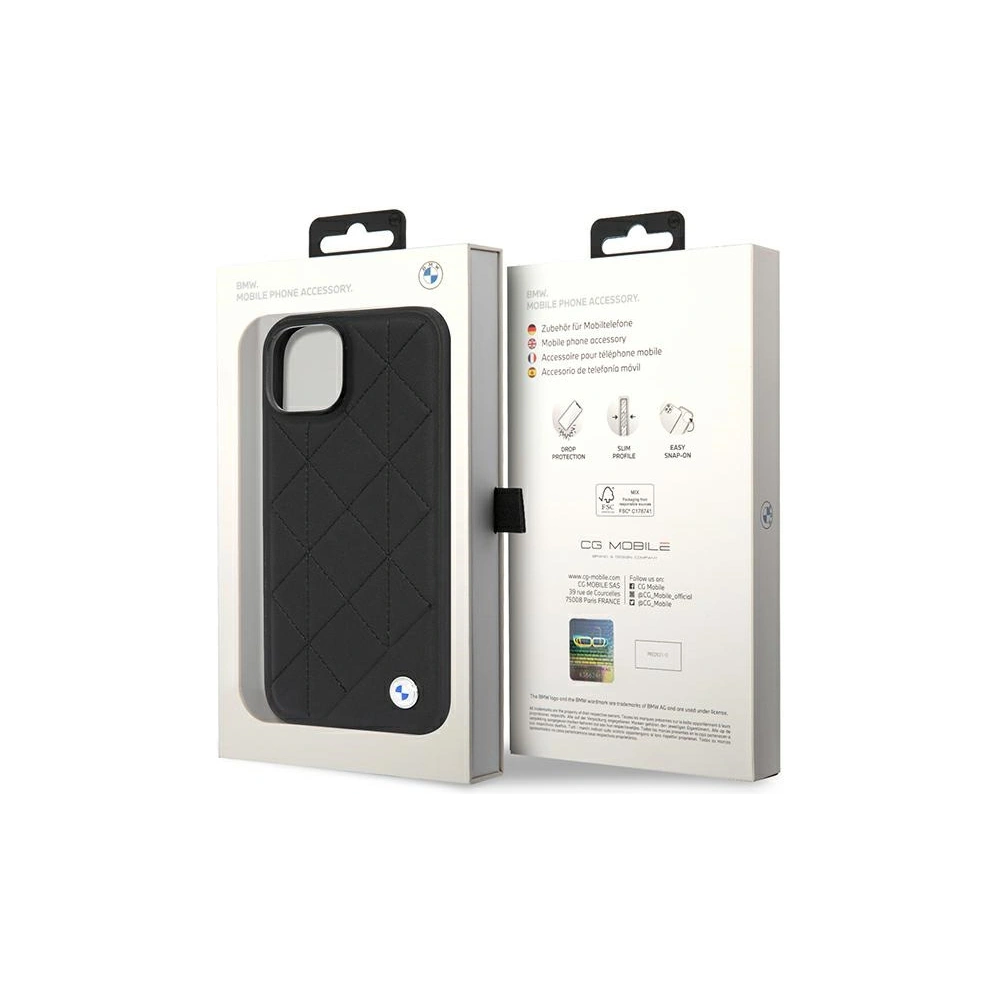Hurtownia GSM - Etui BMW BMHCP14S22RQDK Apple iPhone 14 schwarz/black Leder gesteppt - BMW484 - {ean13} - Hurt