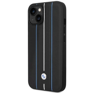 Etui BMW BMHCP14S22RVSK Apple iPhone 14 czarny/black hardcase Leather Stamp Blue Lines
