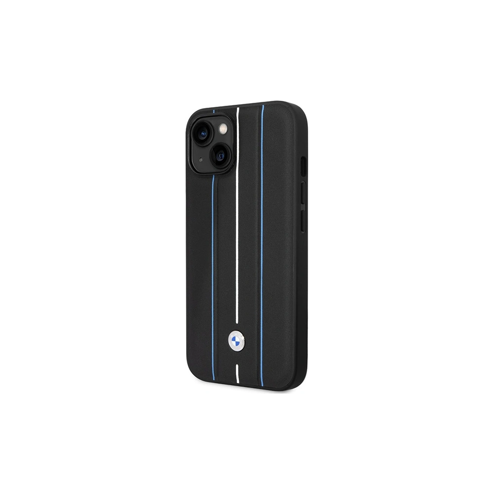 Hurtownia GSM - Etui BMW BMHCP14S22RVSK Apple iPhone 14 schwarz/black hardcase Leder Prägung Blaue Linien - BMW485 - {ean13} - Hurt