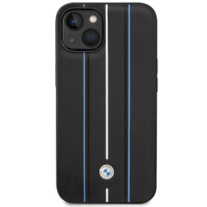Etui BMW BMHCP14S22RVSK Apple iPhone 14 czarny/black hardcase Leather Stamp Blue Lines