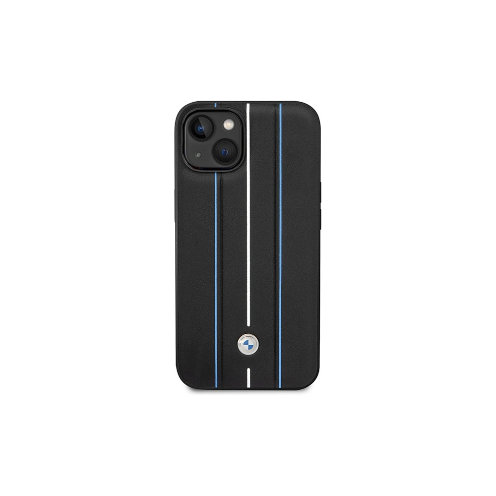 Hurtownia GSM - Etui BMW BMHCP14S22RVSK Apple iPhone 14 schwarz/black hardcase Leder Prägung Blaue Linien - BMW485 - {ean13} - Hurt