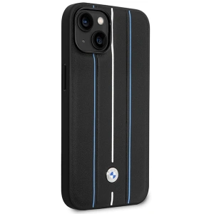 Etui BMW BMHCP14S22RVSK Apple iPhone 14 czarny/black hardcase Leather Stamp Blue Lines