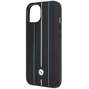 Etui BMW BMHCP14S22RVSK Apple iPhone 14 czarny/black hardcase Leather Stamp Blue Lines