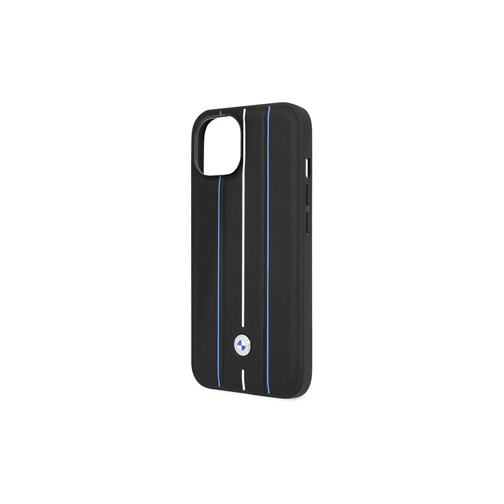 Hurtownia GSM - Etui BMW BMHCP14S22RVSK Apple iPhone 14 schwarz/black hardcase Leder Prägung Blaue Linien - BMW485 - {ean13} - Hurt