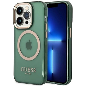 Hurtownia GSM - Etui Guess GUHMP14LHTCMA Apple iPhone 14 Pro verde/khaki hard case Gold Outline Translucent MagSafe - GUE2638 - {ean13} - Hurt