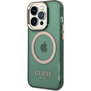 Hurtownia GSM - Etui Guess GUHMP14LHTCMA Apple iPhone 14 Pro verde/khaki hard case Gold Outline Translucent MagSafe - GUE2638 - {ean13} - Hurt