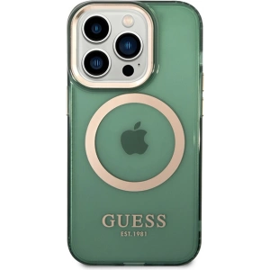 Hurtownia GSM - Etui Guess GUHMP14LHTCMA Apple iPhone 14 Pro verde/khaki hard case Gold Outline Translucent MagSafe - GUE2638 - {ean13} - Hurt