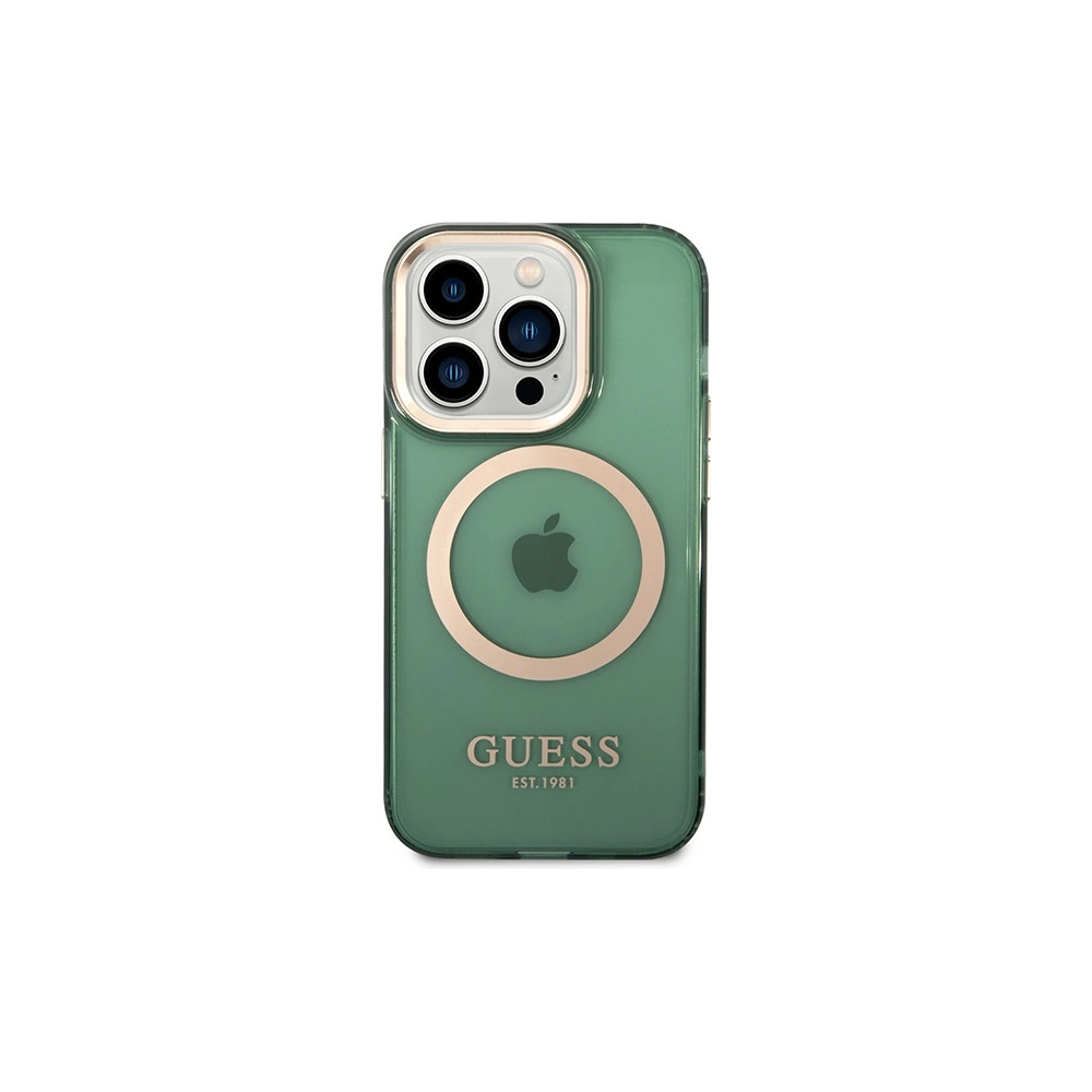 Hurtownia GSM - Etui Guess GUHMP14LHTCMA Apple iPhone 14 Pro zielony/khaki hard case Gold Outline Translucent MagSafe - GUE2638 - {ean13} - Hurt