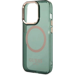 Wholesale Guess GUHMP14LHTCMA Apple iPhone 14 Pro khaki hard case Gold Outline Translucent MagSafe - GUE2638 - {ean13} - Hurt