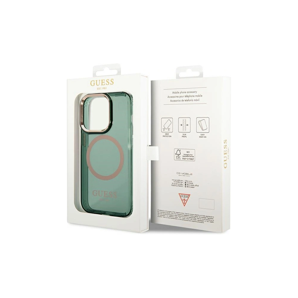 Hurtownia GSM - Etui Guess GUHMP14LHTCMA Apple iPhone 14 Pro zielony/khaki hard case Gold Outline Translucent MagSafe - GUE2638 - {ean13} - Hurt