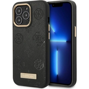 Hurtownia GSM - Etui Guess GUHMP14LSAPSTK Apple iPhone 14 Pro negru/black hardcase Peony Logo Plate MagSafe - GUE2639 - {ean13} - Hurt