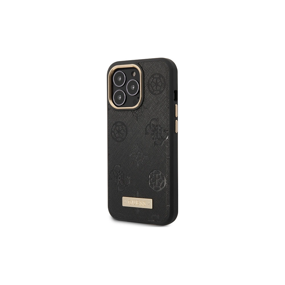 Wholesale Guess GUHMP14LSAPSTK Apple iPhone 14 Pro black hardcase Peony Logo Plate MagSafe - GUE2639 - {ean13} - Hurt