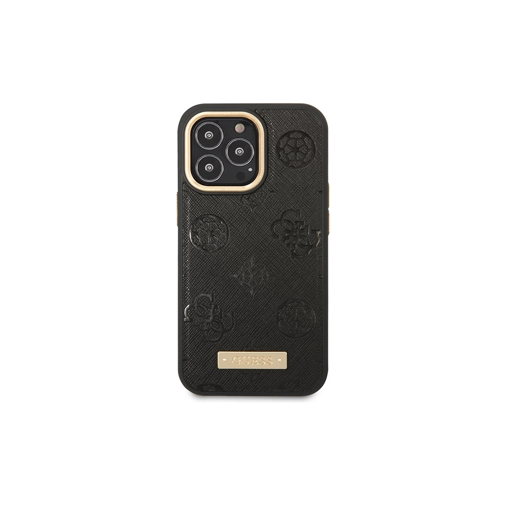 Wholesale Guess GUHMP14LSAPSTK Apple iPhone 14 Pro black hardcase Peony Logo Plate MagSafe - GUE2639 - {ean13} - Hurt