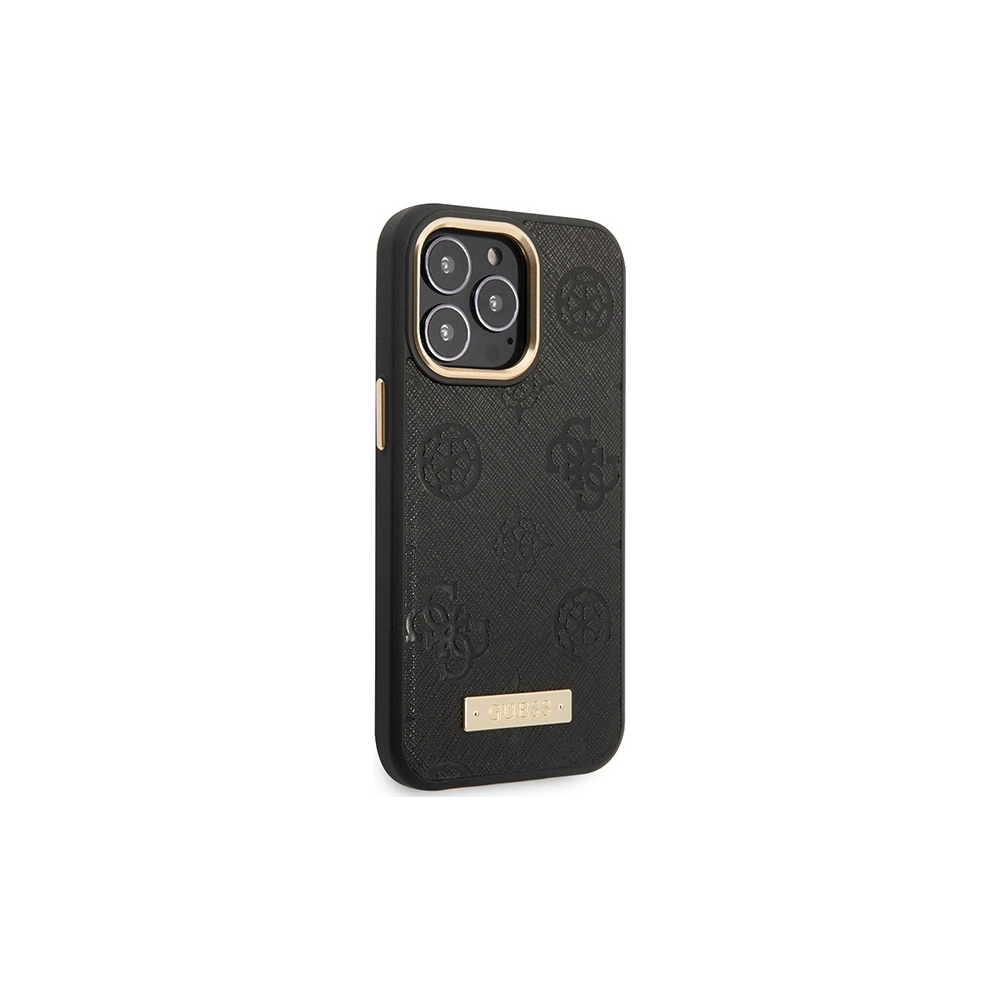 Wholesale Guess GUHMP14LSAPSTK Apple iPhone 14 Pro black hardcase Peony Logo Plate MagSafe - GUE2639 - {ean13} - Hurt