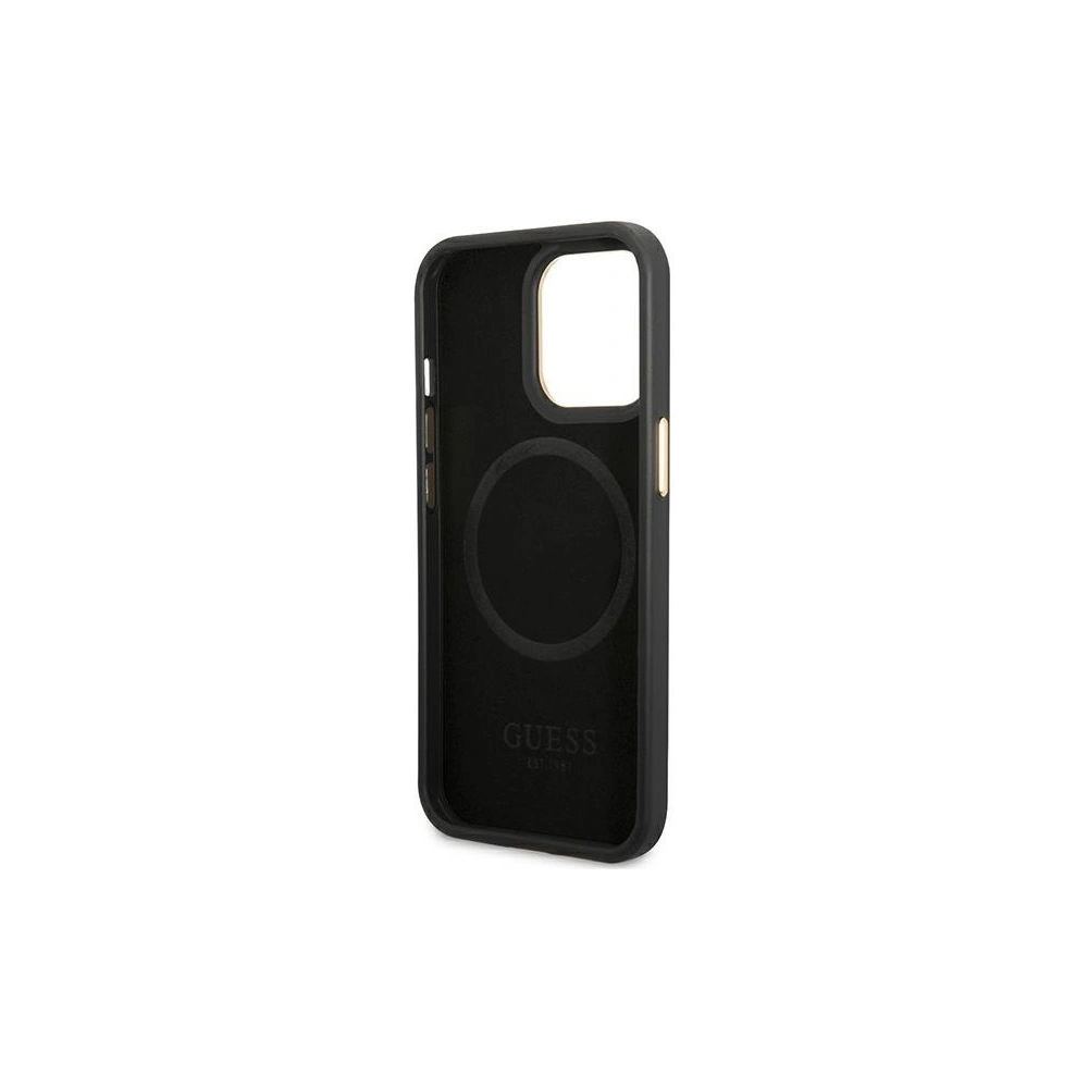 Wholesale Guess GUHMP14LSAPSTK Apple iPhone 14 Pro black hardcase Peony Logo Plate MagSafe - GUE2639 - {ean13} - Hurt