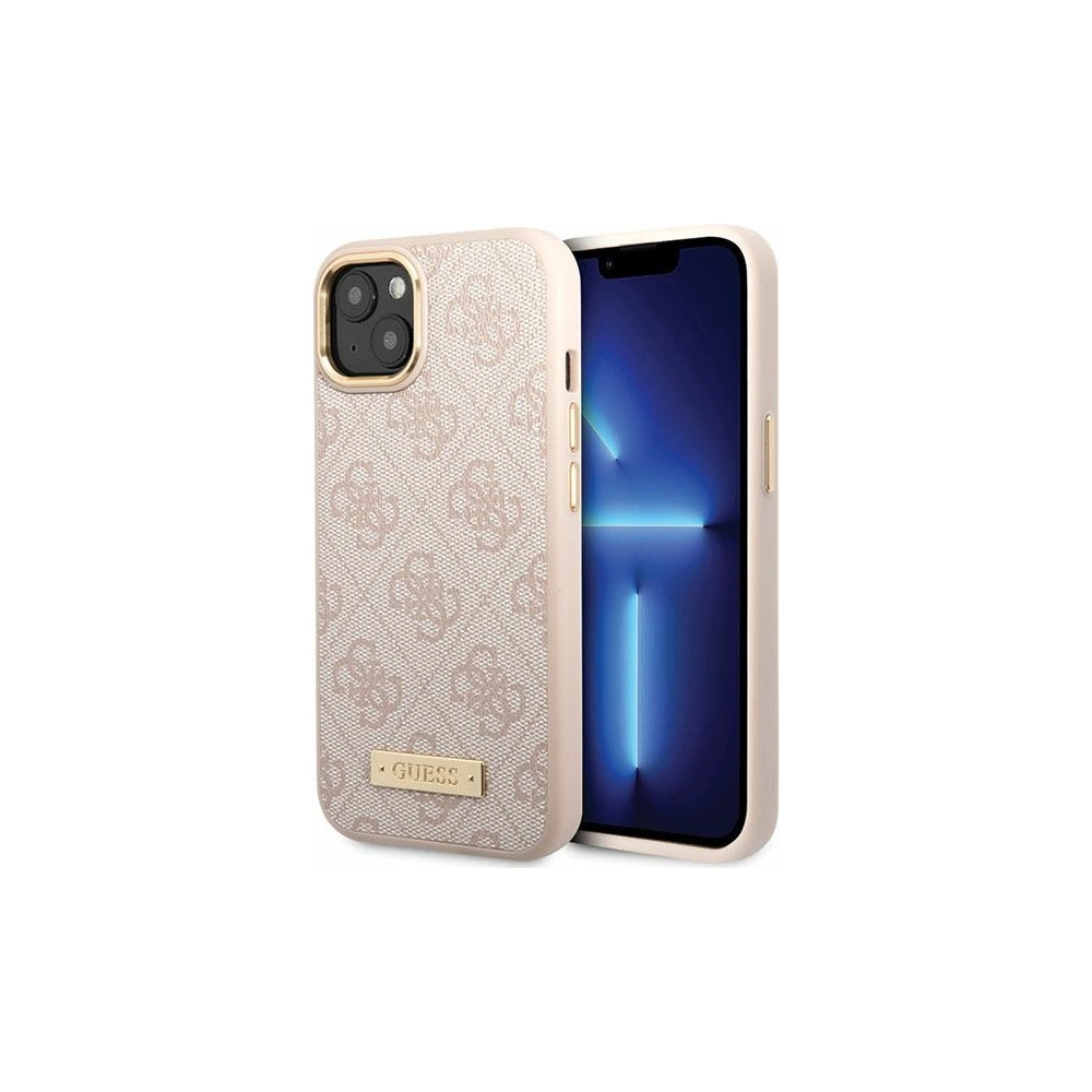 Wholesale Guess GUHMP14SU4GPRP Apple iPhone 14 pink hard case 4G Logo Plate MagSafe - GUE2644 - {ean13} - Hurt