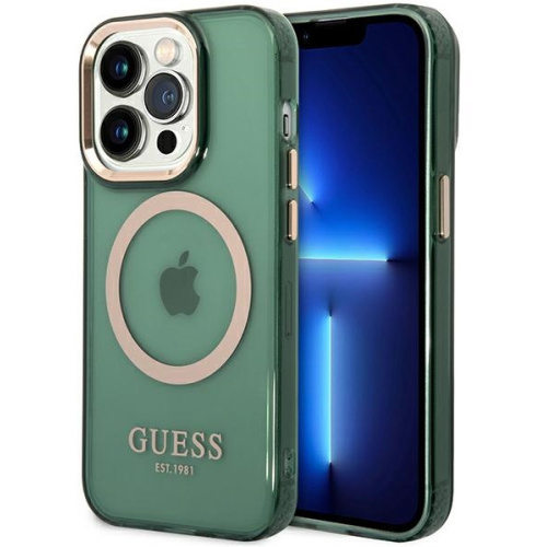Hurtownia Guess - 3666339069650 - GUE2645 - Etui Guess GUHMP14XHTCMA Apple iPhone 14 Pro Max zielony/khaki hard case Gold Outline Translucent MagSafe - B2B homescreen