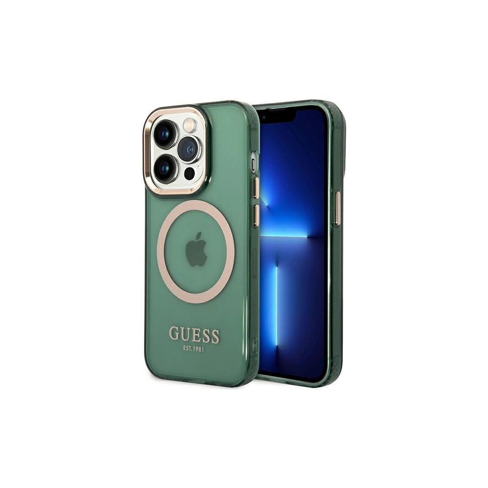 Hurtownia GSM - Etui Guess GUHMP14XHTCMA Apple iPhone 14 Pro Max grün/khaki hard case Gold Outline Translucent MagSafe - GUE2645 - {ean13} - Hurt