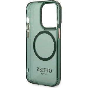 Guess GUHMP14XHTCMA Apple iPhone 14 Pro Max khaki hard case Gold Outline Translucent MagSafe