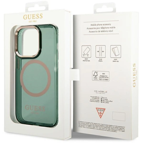 Etui Guess GUHMP14XHTCMA Apple iPhone 14 Pro Max zielony/khaki hard case Gold Outline Translucent MagSafe
