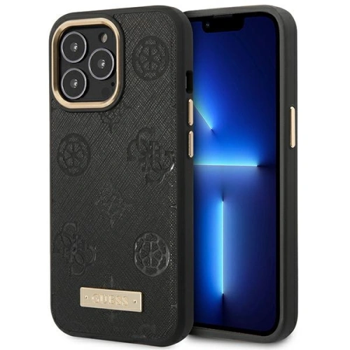 Etui Guess GUHMP14XSAPSTK Apple iPhone 14 Pro Max czarny/black hardcase Peony Logo Plate MagSafe