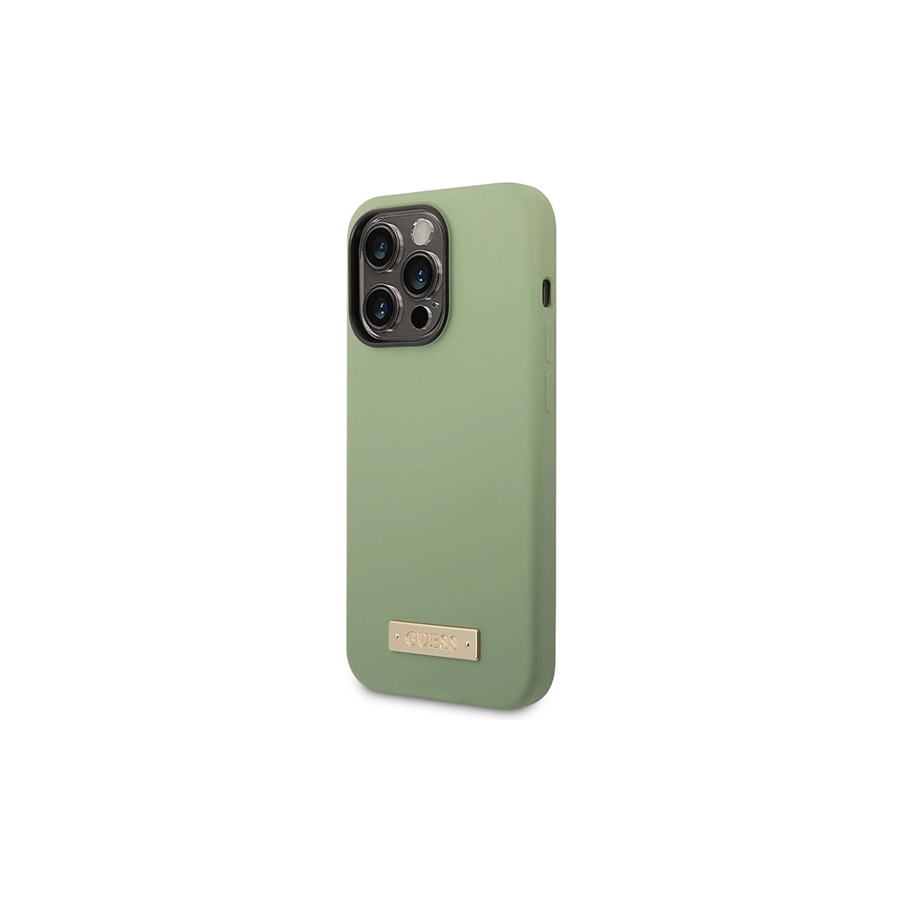 Wholesale Guess GUHMP14XSBPLA Apple iPhone 14 Pro Max khaki hard case Silicone Logo Plate MagSafe - GUE2647 - {ean13} - Hurt