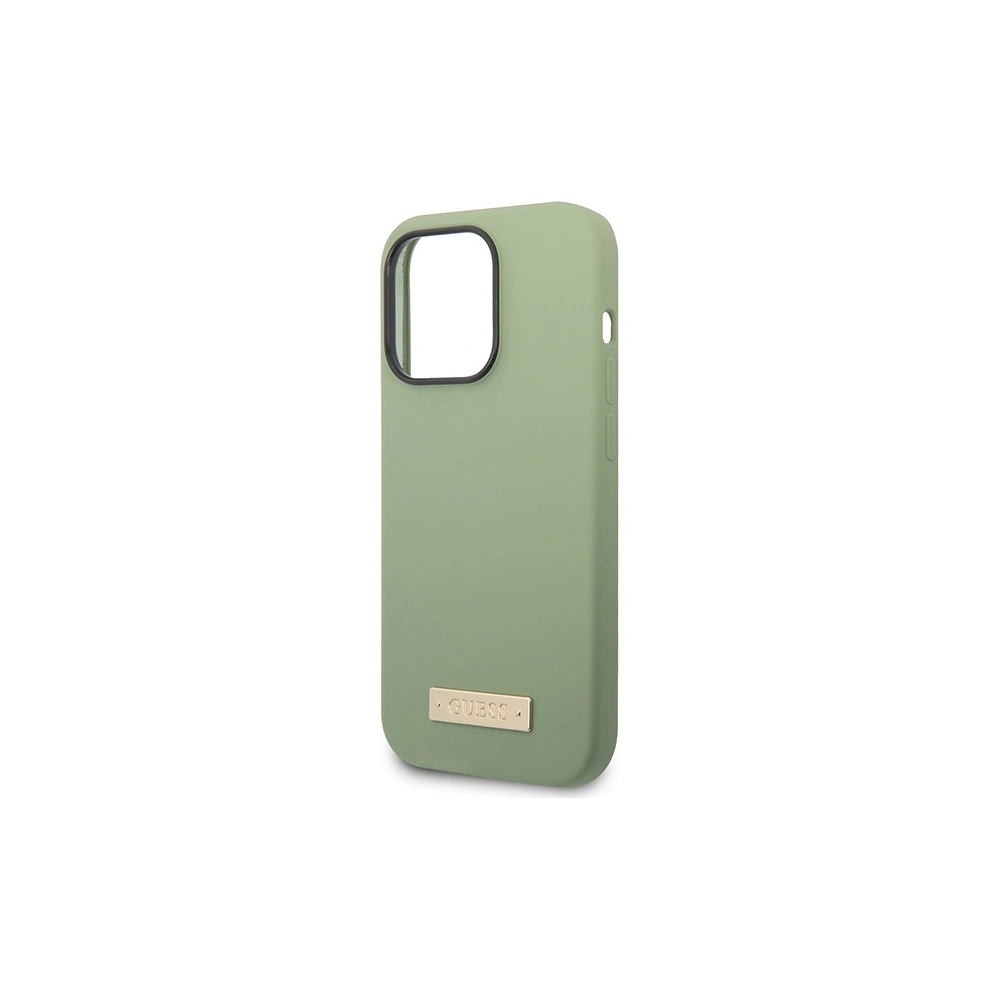 Wholesale Guess GUHMP14XSBPLA Apple iPhone 14 Pro Max khaki hard case Silicone Logo Plate MagSafe - GUE2647 - {ean13} - Hurt