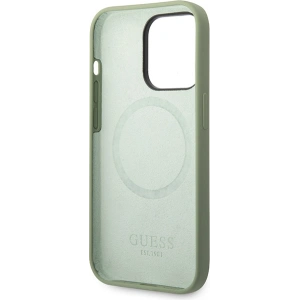 Guess GUHMP14XSBPLA Apple iPhone 14 Pro Max khaki hard case Silicone Logo Plate MagSafe