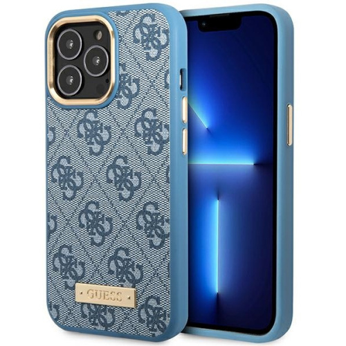 Guess Distributor - 3666339070014 - GUE2648 - Guess GUHMP14XU4GPRB Apple iPhone 14 Pro Max blue hard case 4G Logo Plate MagSafe - B2B homescreen