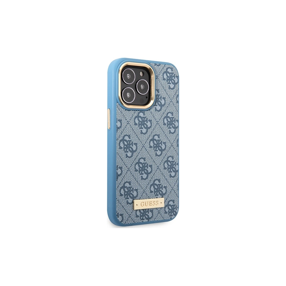 Guess GUHMP14XU4GPRB Apple iPhone 14 Pro Max blue hard case 4G Logo Plate MagSafe