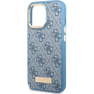 Guess GUHMP14XU4GPRB Apple iPhone 14 Pro Max blue hard case 4G Logo Plate MagSafe