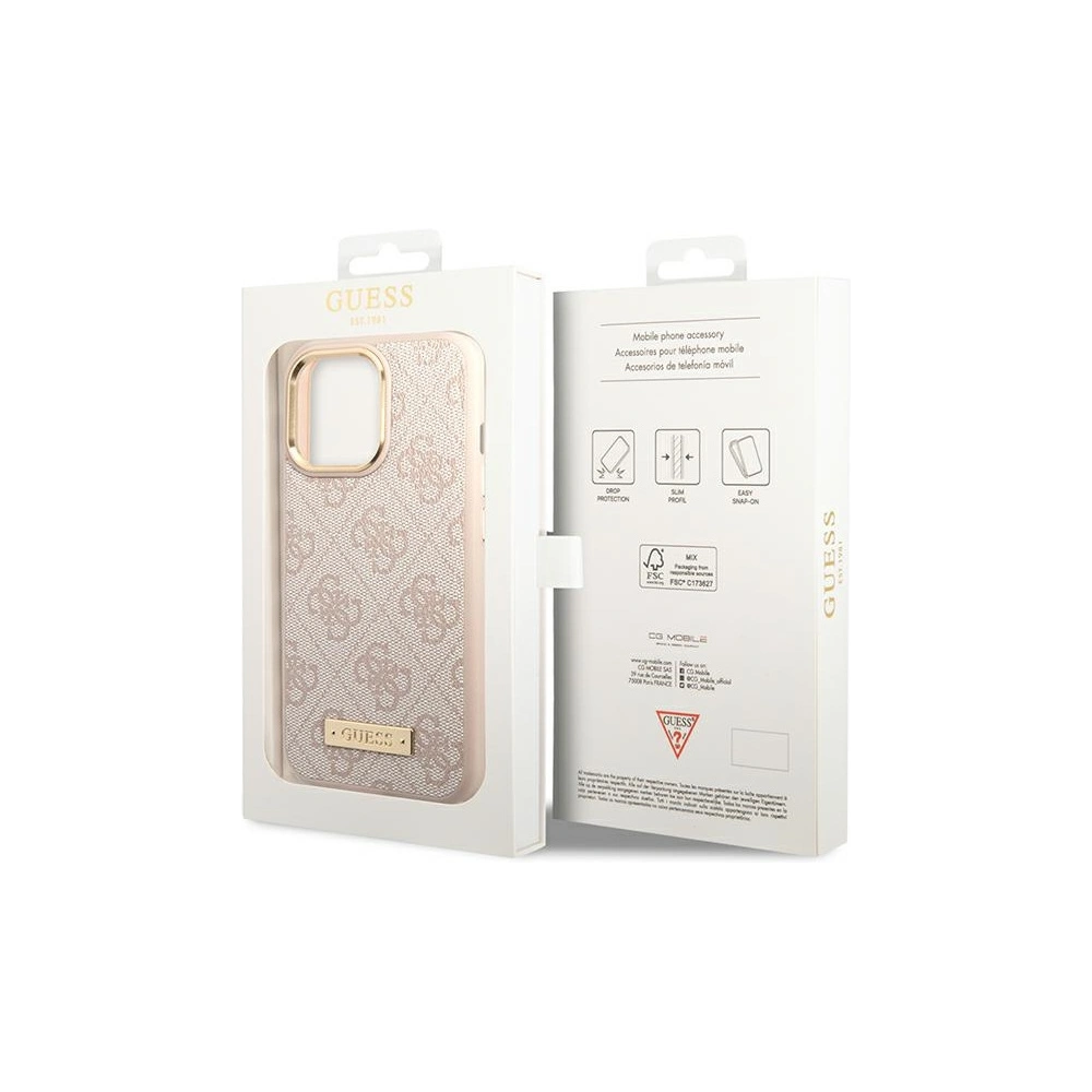 Hurtownia GSM - Etui Guess GUHMP14XU4GPRP Apple iPhone 14 Pro Max růžový/pink tvrdý kryt 4G Logo Plate MagSafe - GUE2649 - {ean13} - Hurt