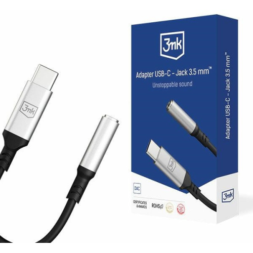 Hurtownia 3MK - 5903108518055 - 3MK4950 - Adapter audio 3MK USB-C/mini jack 3,5 mm czarny/black - B2B homescreen