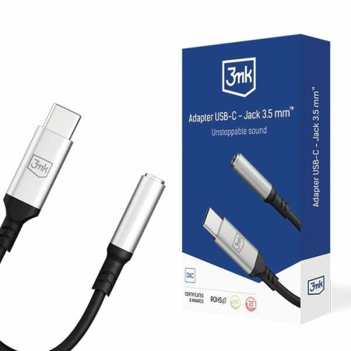 Adapter audio 3MK USB-C/mini jack 3,5 mm czarny/black