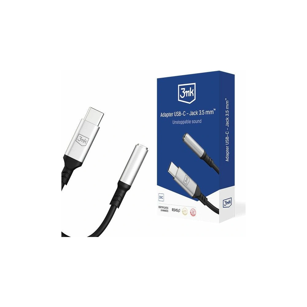 Hurtownia GSM - Adaptor audio 3MK USB-C/mini jack 3,5 mm negru/black - 3MK4950 - {ean13} - Hurt