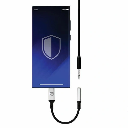 Adapter audio 3MK USB-C/mini jack 3,5 mm czarny/black