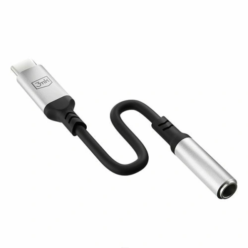 Adapter audio 3MK USB-C/mini jack 3,5 mm czarny/black