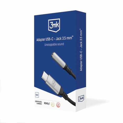 Adapter audio 3MK USB-C/mini jack 3,5 mm czarny/black
