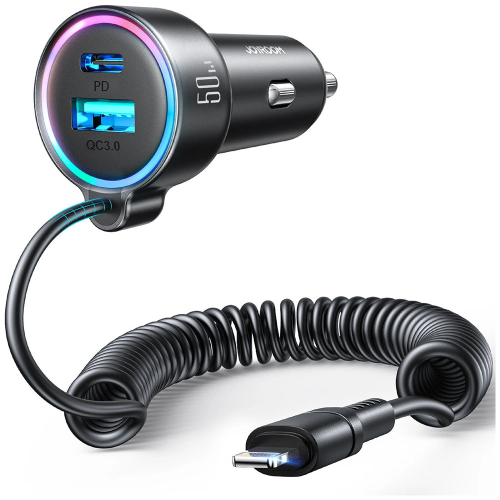 Hurtownia GSM - Auto nabíječka Joyroom JR-CL08 3w1 1,6m 50W + Lightning kabel - JYR749 - {ean13} - Hurt