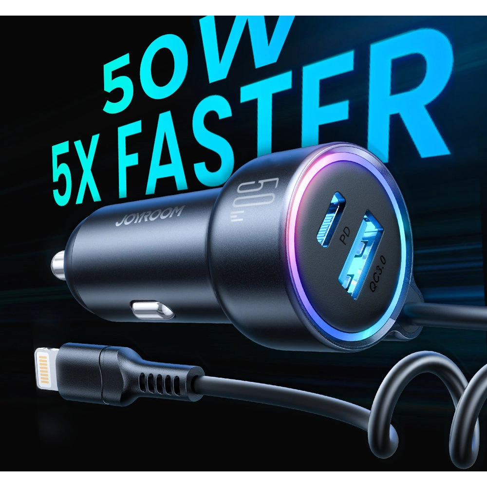 Hurtownia GSM - Auto nabíječka Joyroom JR-CL08 3w1 1,6m 50W + Lightning kabel - JYR749 - {ean13} - Hurt